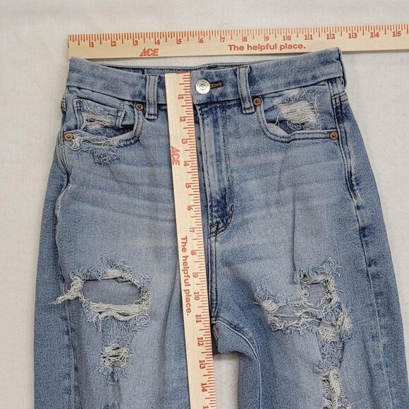 American Eagle Women’s 4 Regular Ripped Blue Jeans Distressed Casual - Picture 5 of 6